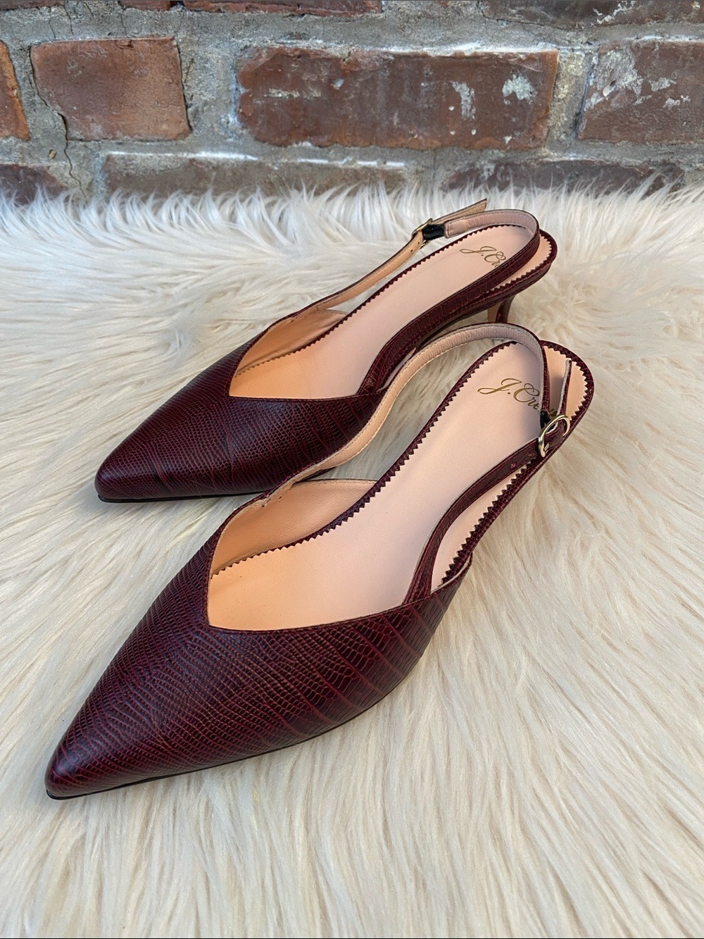 J. Crew Sophia Slingback Leather Kitten Heel Pumps, Size 7 - Picture 7 of 16